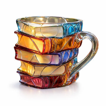 Book-Stack Mug with multicolour sculpted book design