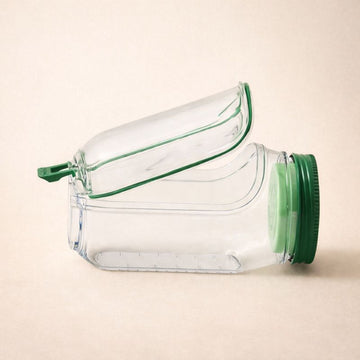 Tossa fresh lunch jar open with green lid and dressing cup