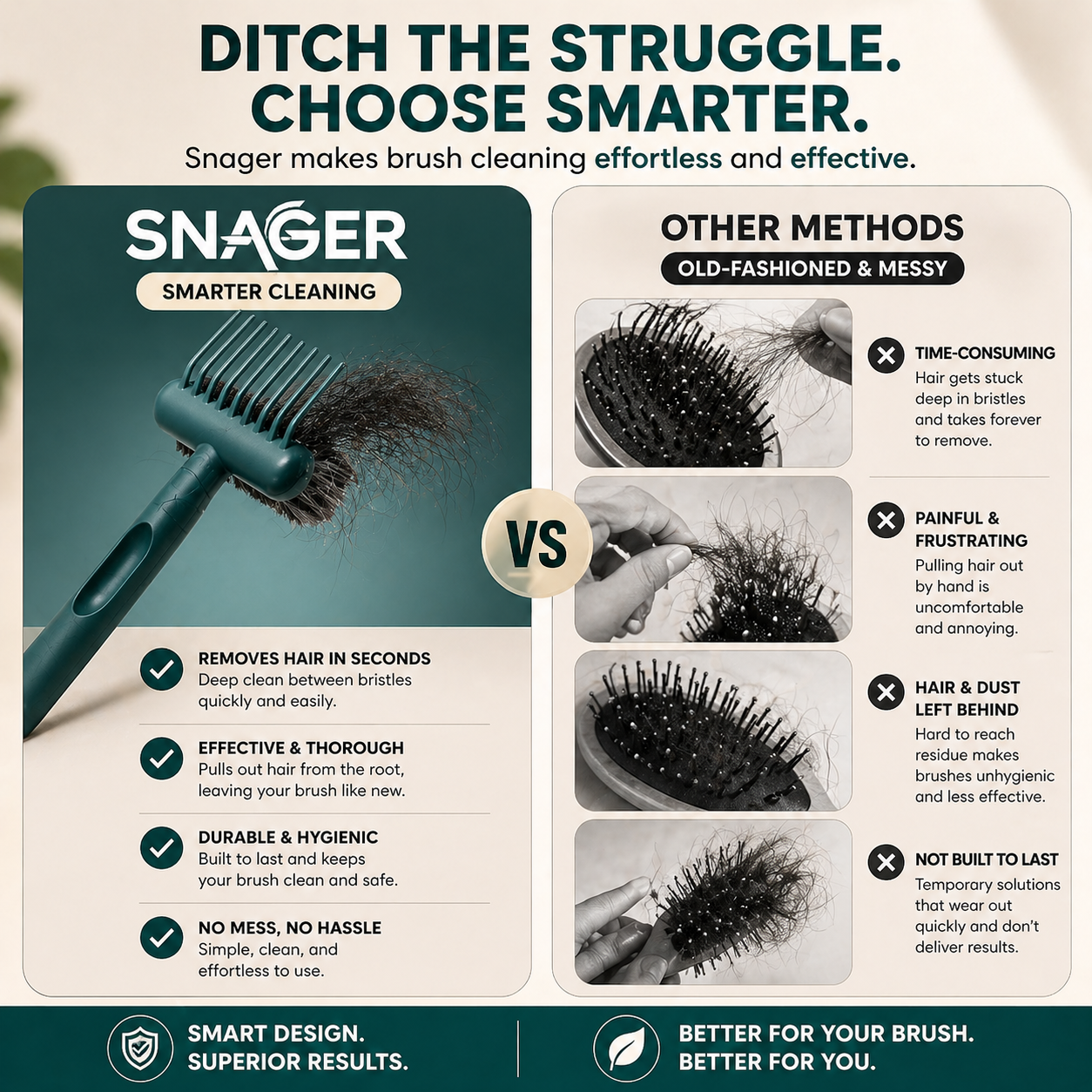 SNAGR™ | 2-in-1 Hair Brush Cleaner