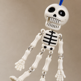 Close-up of the articulated joints and skeleton form on Mr. Bones