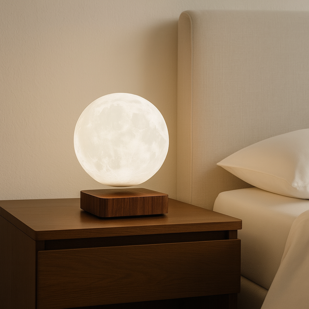 AerLune moon lamp used as a bedside ambient light