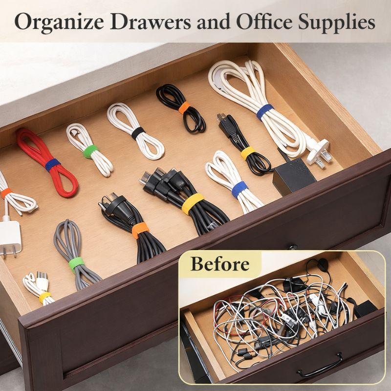Wraply™ | Reusable Cable Organizer Straps (50 Pack)