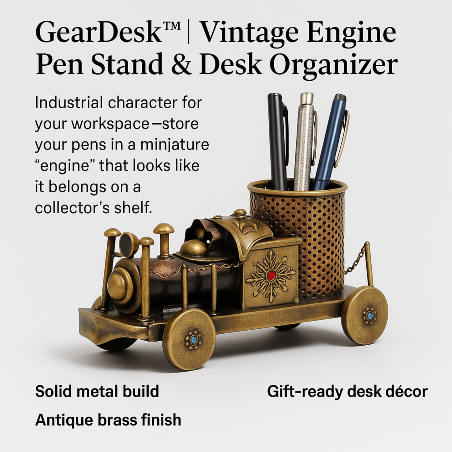 GearDesk™ Vintage Pen & Desk Organizer