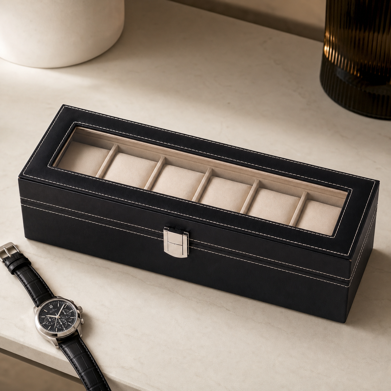 Closed ARX6 watch case ready to gift