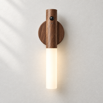 GlowBar motion sensor light mounted on a wall and switched on